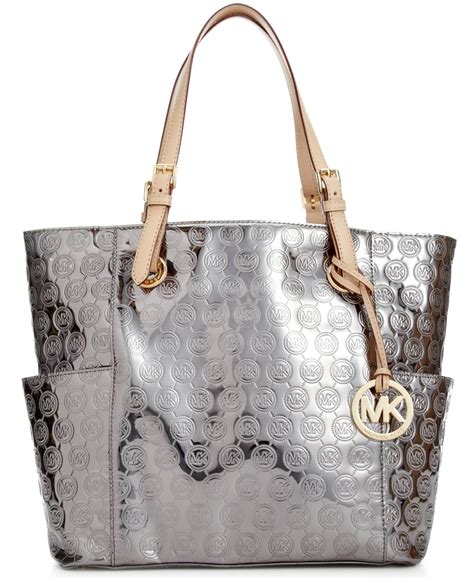 michael kors channing tote nickel|Michael Kors leather Channing silver nickel metallic tote shoulder .